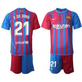 Koszulka FC Barcelona Frenkie de Jong 21 Dziecięca Główna 2021/22 Koszulki Piłkarskie